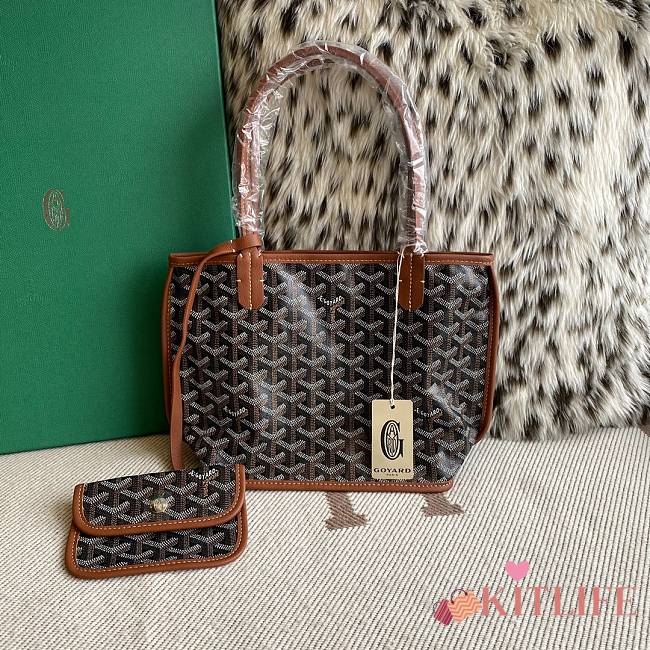 Kitlife Goyard Anjou Mini Bag Black & Brown Trim 20.5x9x20cm - 1