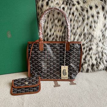 Kitlife Goyard Anjou Mini Bag Black & Brown Trim 20.5x9x20cm