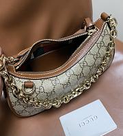 Kitlife Gucci GG Emblem Shoulder Bag Beige And Dark Brown Fabric 847447 24x16.5x5.5cm - 4
