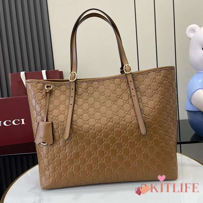Kitlife Gucci GG Emblem Large Tote Bag Brown 847455 37x31x16 cm - 1