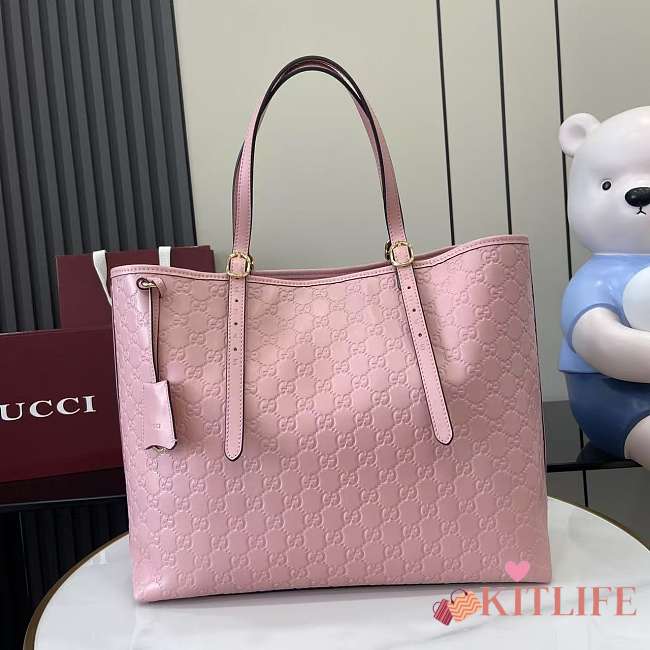 Kitlife Gucci GG Emblem Large Tote Bag Pink 847455 37x31x16 cm  - 1