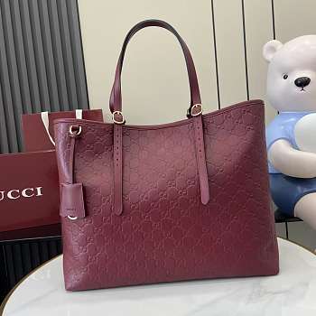 Kitlife Gucci GG Emblem Large Tote Bag Burgundy 847455 37x31x16 cm