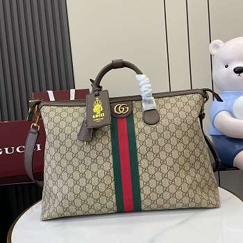 Kitlife Gucci Savoy Medium Duffle Bag Beige and Brown 834469 48x28x18cm