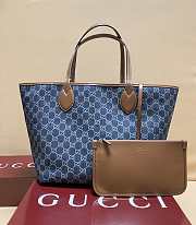 Kitlife Gucci Totissima Large Tote Bag Blue GG Denim 820481 30.5x28x27cm - 1