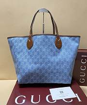 Kitlife Gucci Totissima Large Tote Bag Light Blue GG Denim 837190 30.5x28x27cm - 5