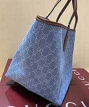 Kitlife Gucci Totissima Large Tote Bag Light Blue GG Denim 837190 30.5x28x27cm - 4
