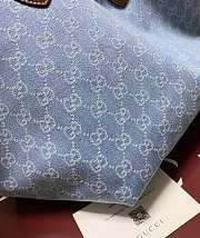 Kitlife Gucci Totissima Large Tote Bag Light Blue GG Denim 837190 30.5x28x27cm - 3