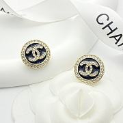 Kitlife Chanel Black Gold Enamel Round Stud Earrings  - 6