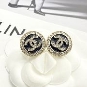 Kitlife Chanel Black Gold Enamel Round Stud Earrings  - 5