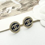 Kitlife Chanel Black Gold Enamel Round Stud Earrings  - 3