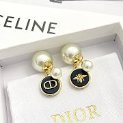 Kitlife Dior Black Resin Round Pendant Eearl Earrings - 1