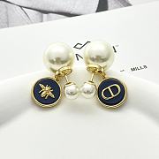 Kitlife Dior Black Resin Round Pendant Eearl Earrings - 6