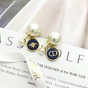 Kitlife Dior Black Resin Round Pendant Eearl Earrings - 3