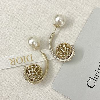 Kitlife Dior Pearl And Rhinestone Flower Ball Earrings
