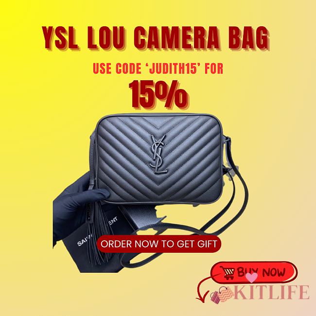 Kitlife YSL Lou Camera Bag In Matte Leather Black In Black Hardware - 520534 - 23x16x6cm - 1