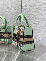 Kitlife Dior Lady Diana Green Raffia and Multicolor Embroidered Bag 24x11x20cm - 3