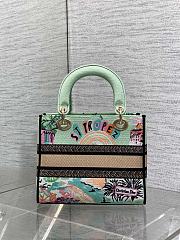 Kitlife Dior Lady Diana Green Raffia and Multicolor Embroidered Bag 24x11x20cm - 6