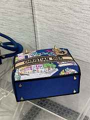 Kitlife Dior Lady Diana Dark Blue Raffia and Multicolor Embroidered Bag 24x11x20cm - 6