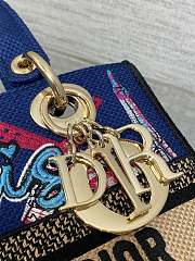 Kitlife Dior Lady Diana Dark Blue Raffia and Multicolor Embroidered Bag 24x11x20cm - 3