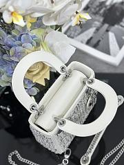Kitlife Dior Lady Bag Three-panel Embroidery With White Silver And Diamond Beads M0505 17x15x7cm - 3