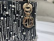 Kitlife Dior Lady Bag Black Satin With White Resin Bead Embroidery 17x15x7cm - 2