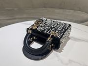 Kitlife Dior Lady Bag Black Satin With White Resin Bead Embroidery 17x15x7cm - 5