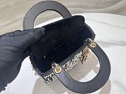 Kitlife Dior Lady Bag Black Satin With White Resin Bead Embroidery 17x15x7cm - 4