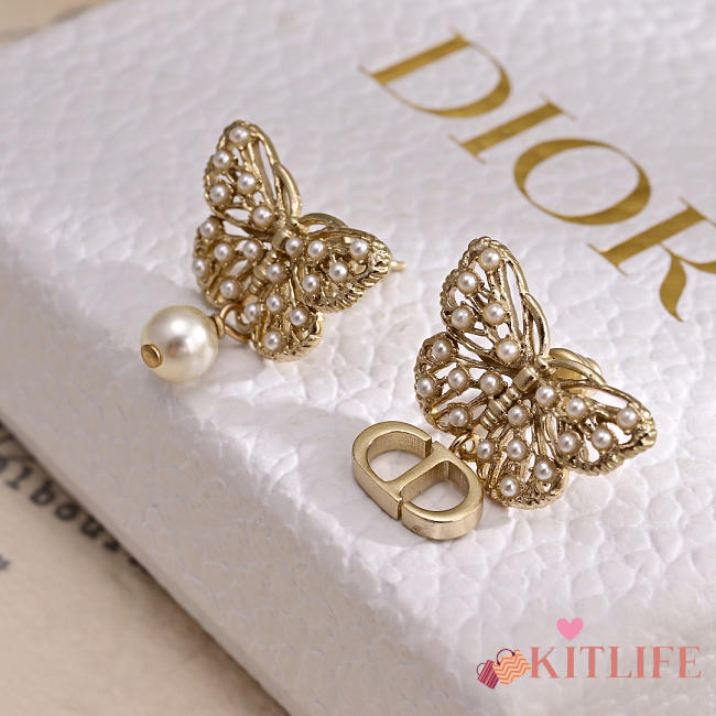 Kitlife Dior Butterfly Pearl Earrings - 1