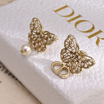 Kitlife Dior Butterfly Pearl Earrings