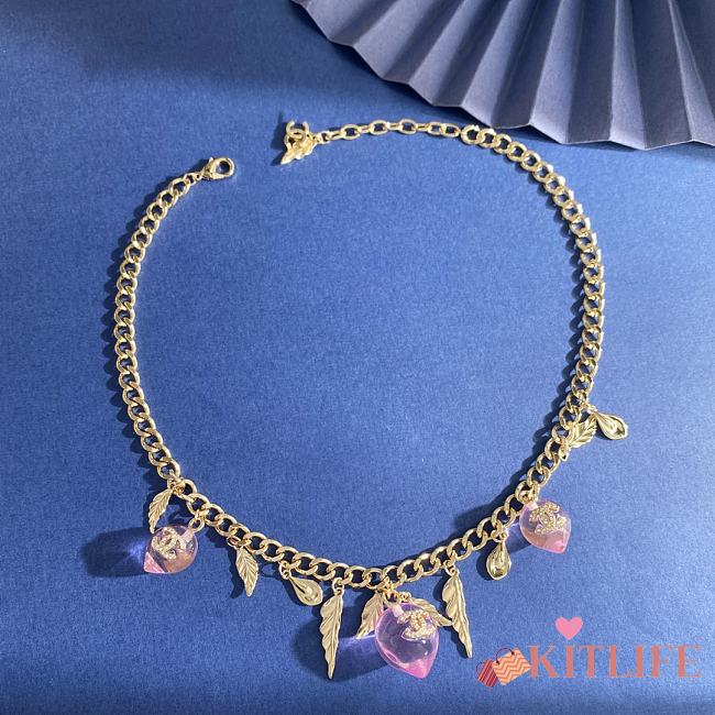 Kitlife Chanel Pink Diamond-encrusted Double C Necklace - 1