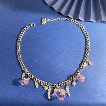 Kitlife Chanel Pink Diamond-encrusted Double C Necklace