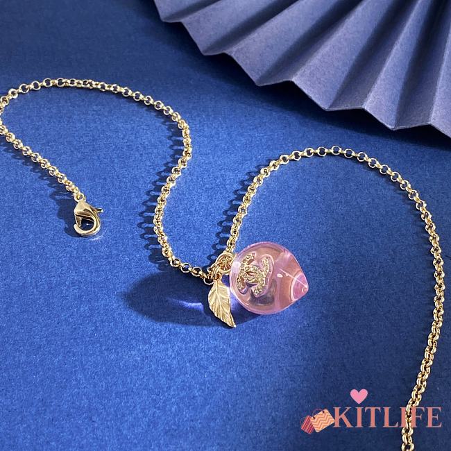 Kitlife Chanel Pink Peach-shaped Metal and Leaf Necklace - 1