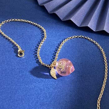 Kitlife Chanel Pink Peach-shaped Metal and Leaf Necklace