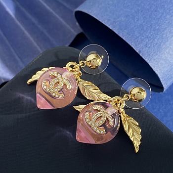 Kitlife Chanel Pink Peach-shaped Metal and Leaf Earrings