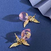 Kitlife Chanel Pink Peach-shaped Metal and Leaf Earrings - 4