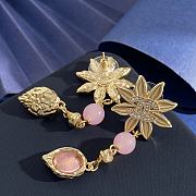 Kitlife Chanel Sunflower Diamond-encrusted Double C Long Earrings With Pink Beads - 5