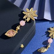 Kitlife Chanel Sunflower Diamond-encrusted Double C Long Earrings With Pink Beads - 2
