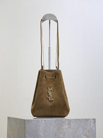 Kitlife Saint Laurent Pochon Bucket Bag Brown Suede Leather 801070 20x24x3cm