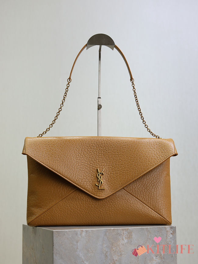 Kitlife Saint Laurent Cassandre Envelope Pouch On Chain In Brown Lambskin 841702 35x22x3cm - 1