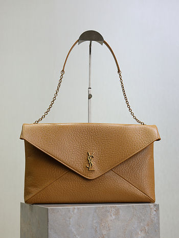 Kitlife Saint Laurent Cassandre Envelope Pouch On Chain In Brown Lambskin 841702 35x22x3cm