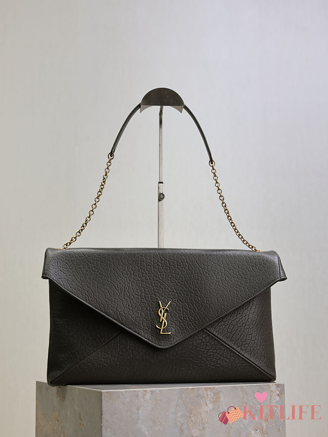 Kitlife Saint Laurent Cassandre Envelope Pouch On Chain In Grey Lambskin 841702 35x22x3cm - 1