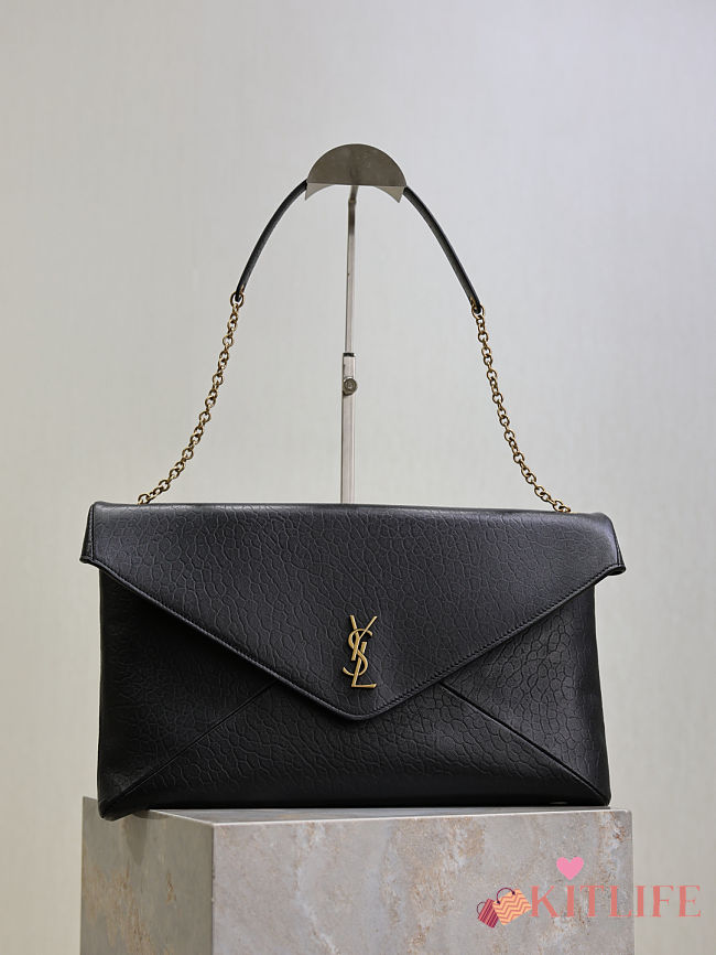 Kitlife Saint Laurent Cassandre Envelope Pouch On Chain In Black Lambskin 841702 35x22x3cm - 1