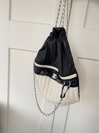 Kitlife Chanel Vintage Jennie Nylon Backpack Black & White 44x35cm