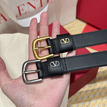 Kitlife Valentino Vlogo Signature Belt Black With Gold / Silver Hardware 2.5cm