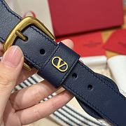 Kitlife Valentino Garavani Calfskin Vlogo Signature Belt Dark Blue 3.4cm - 5