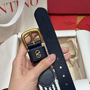Kitlife Valentino Garavani Calfskin Vlogo Signature Belt Dark Blue 3.4cm - 3
