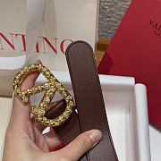 Kitlife Valentino Garavani VLogo Signature Belt In Brown Shiny Calfskin With Crystals 30mm - 3