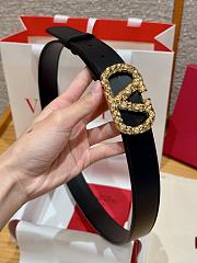 Kitlife Valentino Garavani VLogo Signature Belt In Black Shiny Calfskin With Crystals 30mm - 2