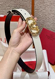 Kitlife Valentino Garavani VLogo Signature Belt In White Shiny Calfskin With Crystals 30mm - 4