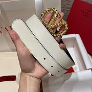 Kitlife Valentino Garavani VLogo Signature Belt In White Shiny Calfskin With Crystals 30mm - 3